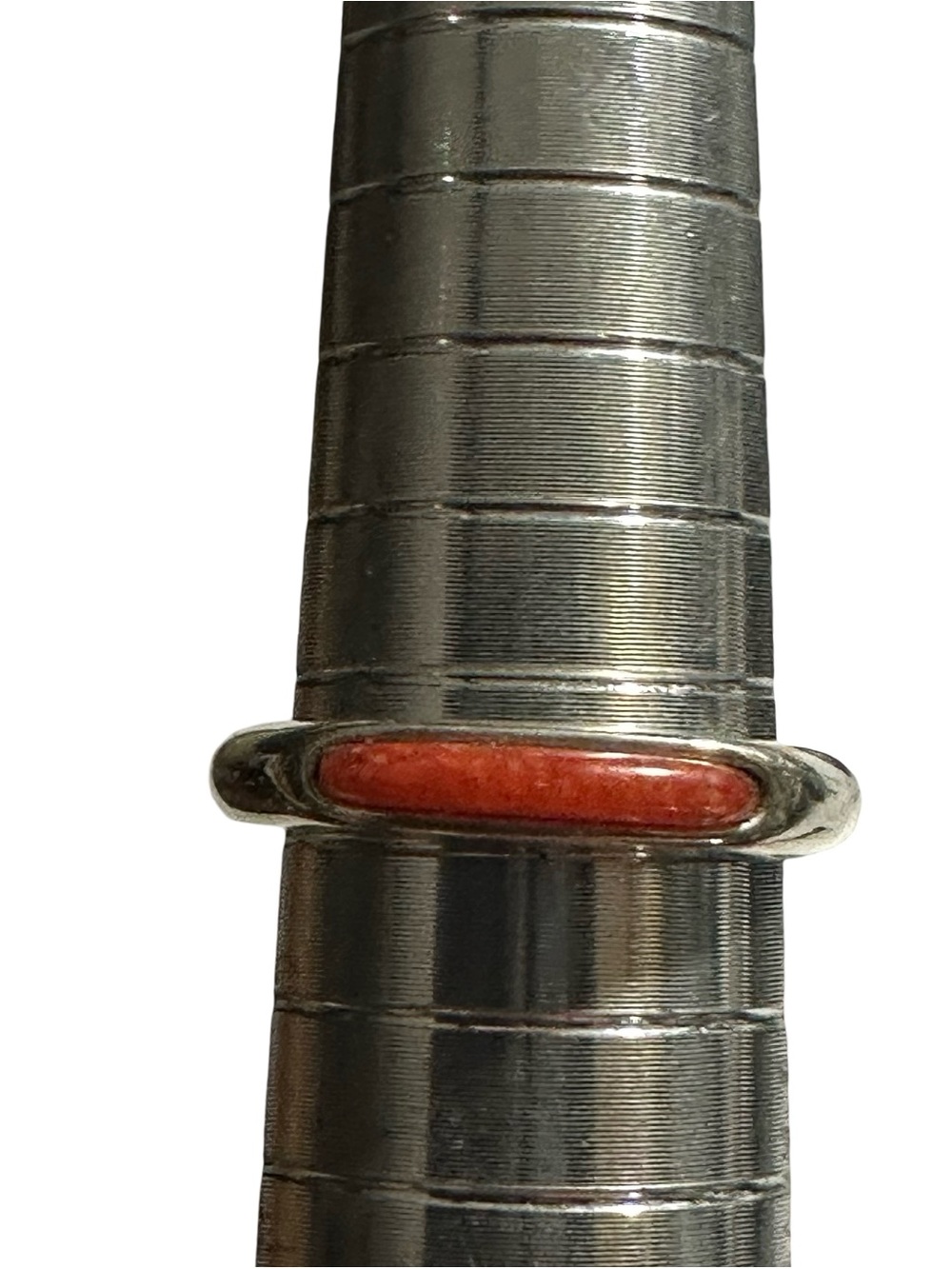 Vtg Old Carlisle Sterling Silver Red Coral Ring Size 7 Southwestern CJ Signed
